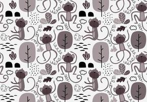 Vector seamless pattern with monkey.