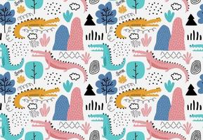 Childish seamless pattern with crocodile. vector