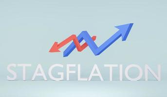 3D Rendering set of stagflation word with red and blue graph on background. 3D Render. 3d illustration. photo