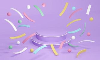 3D Rendering pastel purple theme product stand podium display on background for commercial design. 3D Render. 3D illustration. photo