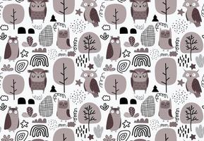 Seamless pattern with colorful owls vector