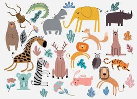 lindo conjunto de vectores de animales de la selva