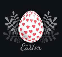 Easter egg with Beautiful red heart pattern, vector, Illustration. vector