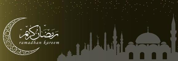 ramadhan cover background with moon star mosque in the night vector