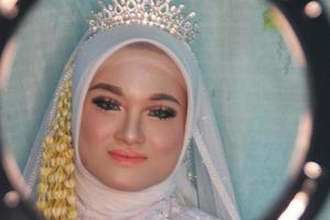 Beautiful Indonesian Muslim bride. photo