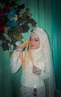 Beautiful Indonesian Muslim bride. photo