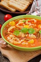 Minestrone, italian vegetable soup with pasta