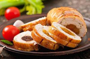 chicken roll with prunes and dried apricots photo