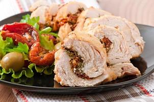 Rolled Chicken with spinach and sun-dried tomatoes photo