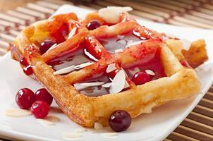 waffles with cranberry syrup photo