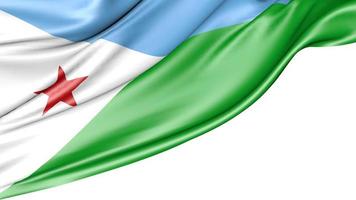 Djibouti Flag Isolated on White Background, 3D Illustration photo