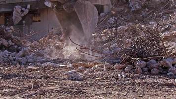 Hydraulic Breaker And Column Cutter Excavator Rear Machine Working in the Demolition of Old Apartment Houses video