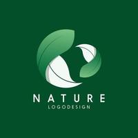 Nature creative symbol organic concept. Natural leaf icon vector image. Ying-yang leaf shape.