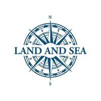 This is a simple sea related logo that depicts a compass in blue color and in vintage style. It can be used for label for ocean theme businesses. vector