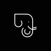 una imagen de logotipo de línea de una cabeza de elefante. una simple ilustración de cabeza de elefante en blanco y negro. un diseño abstracto de cabeza de elefante.
