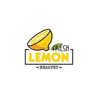 Fresh Lemon Lemonade Logotype. logo picture of a fresh lemon slice in cartoon style in yellow and green color for lemonade drink company or kid's lemonade stand.