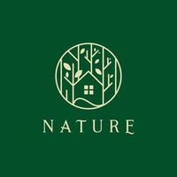cuidado de la propiedad, hogar, vector de diseño de logotipo de bienes raíces. vector de logotipo de casa natural de casa ecológica. logotipo de la casa verde.