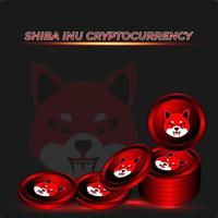 fondo de criptomoneda de moneda shiba inu con color rojo vector