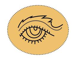 logotipo mágico, amuleto astrológico al estilo boho. un ojo del mal de ojo. ojos esotéricos para proteger contra influencias negativas ilustración lineal de color de mirada hipnótica vector