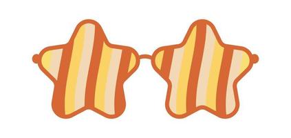 Psychedelic sunglasses in the style of the 70s. Retro groovy graphic elements of glasses with rainbow, lines and waves. vector