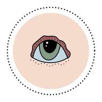 logotipo mágico, amuleto astrológico al estilo boho. un ojo del mal de ojo. ojos esotéricos para proteger contra influencias negativas ilustración lineal de color de mirada hipnótica vector