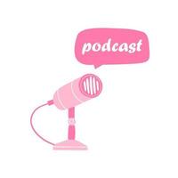 lettering podcast with talking mouth. lettering for podcast in flat style hand drawn. vector