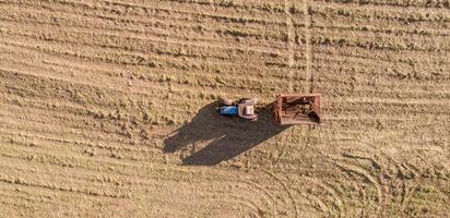 tractor en campo de caña de azúcar. foto