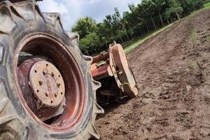 Tractor in a rice field photo