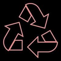 flechas de reciclaje de neón en un círculo la imagen de estilo plano de ilustración de vector de color rojo