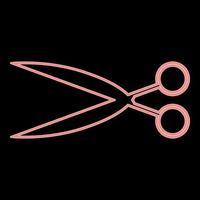 Neon scissors the red color vector illustration flat style image