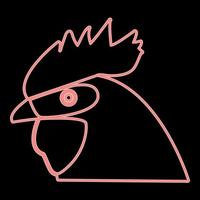 Neon rooster head the red color vector illustration flat style image