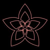 Neon flower red color vector illustration flat style image