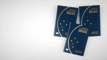 Brazilian passport on white background. Important document for trips abroad. 3D Rendering. photo