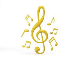 representación 3d, ilustración 3d. icono de nota musical dorada aislado sobre fondo blanco. concepto de símbolo de canción, melodía y melodía. foto