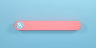 3D rendering, 3D illustration. Minimal blank search bar on blue background. Search bar design element concept photo