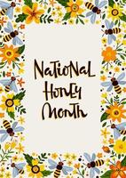 Framed National Honey Month poster vector