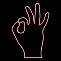 Neon the sign perfectly shows the hand the red color vector illustration flat style image