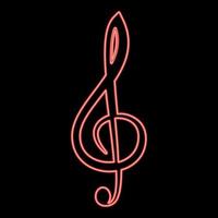 Neon treble clef red color vector illustration flat style image