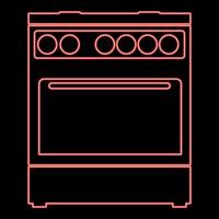 Neon kitchen stove red color vector illustration flat style image