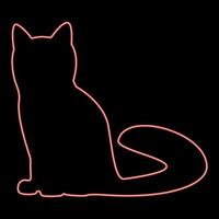 imagen de estilo plano de ilustración de vector de color rojo de gato de neón