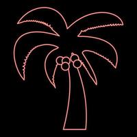 Neon palm red color vector illustration flat style image