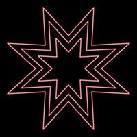 Neon trendy retro star red color vector illustration flat style image