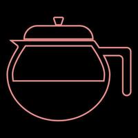 Neon teapot the red color vector illustration flat style image