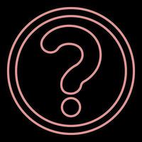 Neon question mark in a circle the red color vector illustration flat style image