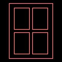 Neon window red color vector illustration flat style image