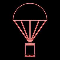 Neon parachute with cargo red color vector illustration flat style image