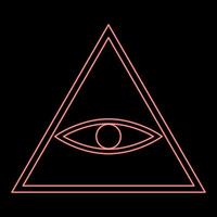 Neon all seeing eye symbol red color vector illustration flat style image