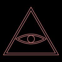 Neon all seeing eye symbol red color vector illustration flat style image