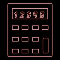 calculadora de neón color rojo ilustración vectorial imagen de estilo plano vector