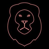 Neon lion head red color vector illustration flat style image